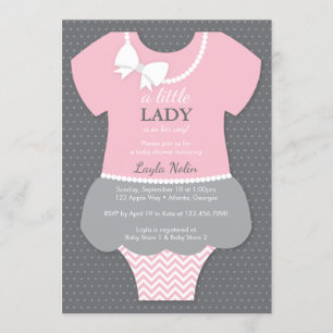 Little Lady Baby Shower Einladung, Pink, Perlen Einladung