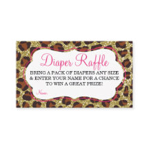 Little Lady Diaper Raffle Ticket, Cheetah, Pink