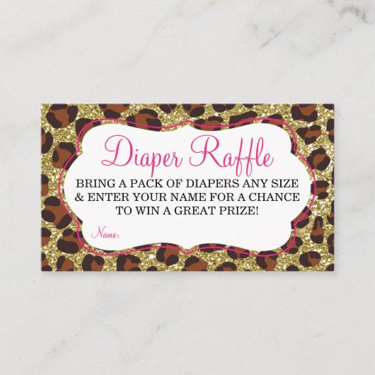 Little Lady Diaper Raffle Ticket, Cheetah, Pink Begleitkarte (Vorderseite)
