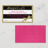 Little Lady Diaper Raffle Ticket Imitate Glitzer/F Begleitkarte (Vorne/Hinten)