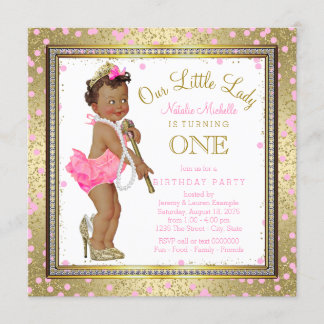 Little Lady Girls 1. Geburtstag Party Ethnic Girl Einladung