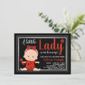 Little Lady Ladybug Baby Girl Babydusche Einladung (Stehend Vorderseite)