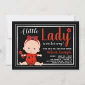 Little Lady Ladybug Baby Girl Babydusche Einladung (Vorderseite)
