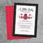 Little Lady Ladybug Girl Babydusche Einladung<br><div class="desc">Ein kleiner Ladybug ist unterwegs! Niedliche Dusche in Rot und Schwarz. Die Rückseite der Einladung ist mit einem Polka Dot Muster dekoriert. Personalisieren Sie es für Ihre Babydusche. Entworfen für Sie von BlackBerry Boulevard.</div>