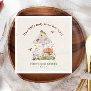 Little Lady Ladybug Mushroom Blume Babydusche Serviette
