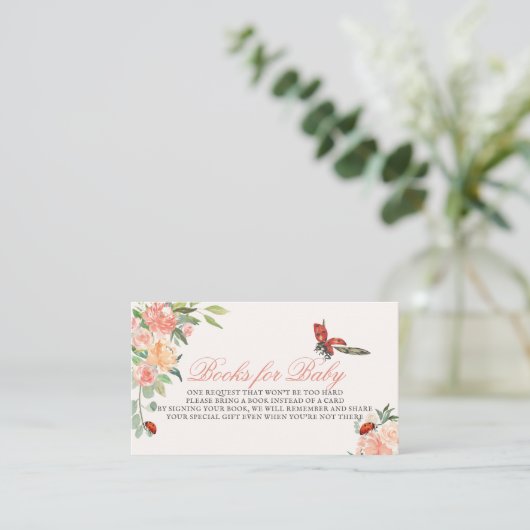 Little Lady Ladybug Rose Babydusche Buchanfrage Begleitkarte (Stehend Vorderseite)