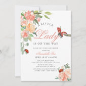 Little Lady Ladybug Rose Girl Baby Dusche Einladung (Vorderseite)