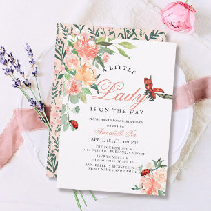 Little Lady Ladybug Rose Girl Baby Dusche Einladung