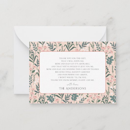 Little Lady Ladybug Rose Kinderdusche Danke Mitteilungskarte (Rückseite)