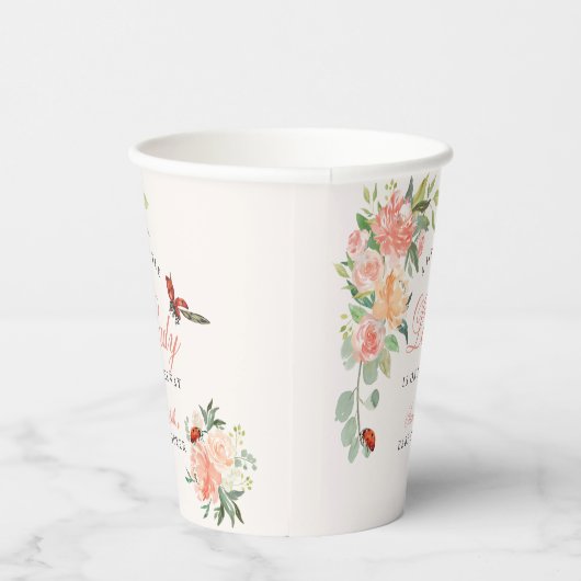 Little Lady Ladybug Roses Girl Baby Shower Pappbecher (Rechts)