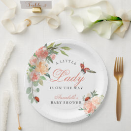 Little Lady Ladybug Roses Girl Baby Shower Pappteller