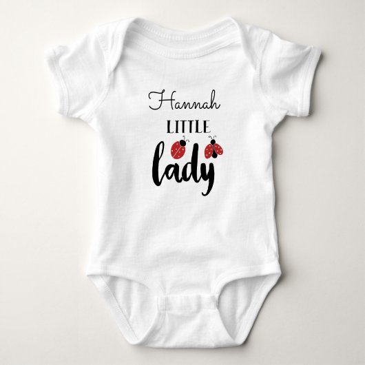 Little Lady | Niedliche Ladybugs Personalisiert Baby Strampler (Vorderseite)