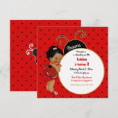 Little Ladybug African American Girl Red Black Einladung (Vorne/Hinten)