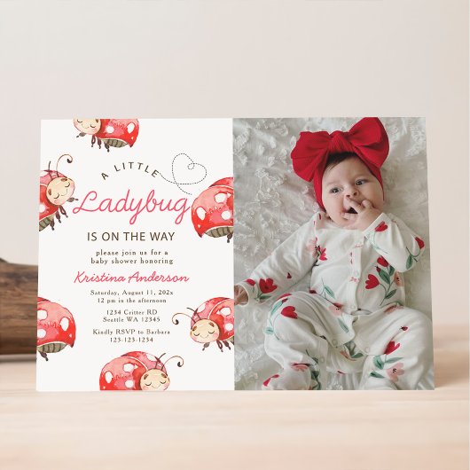 Little Ladybug Baby Dusche Party Foto Einladung