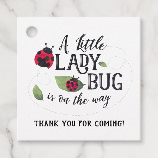 Little Ladybug Baby Duwer Favor Tag Geschenkanhänger (Vorderseite)