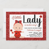 Little Ladybug Baby Girl Babydusche Einladung (Vorderseite)