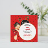 Little Ladybug Baby Girl Red Black Einladung (Stehend Vorderseite)