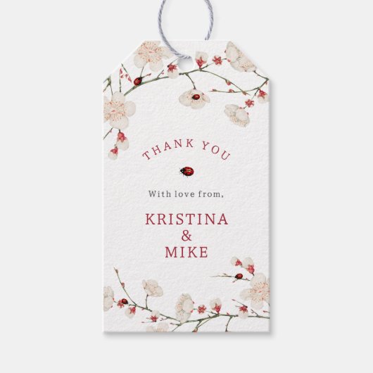 Little Ladybug Babydusche Vielen Dank für Ihre Unt Geschenkanhänger (Vorderseite)