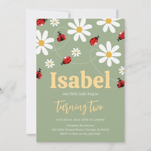 Little Ladybug Birthday Einladung (Vorderseite)