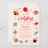 Little Ladybug Birthday Party Einladung (Vorderseite)