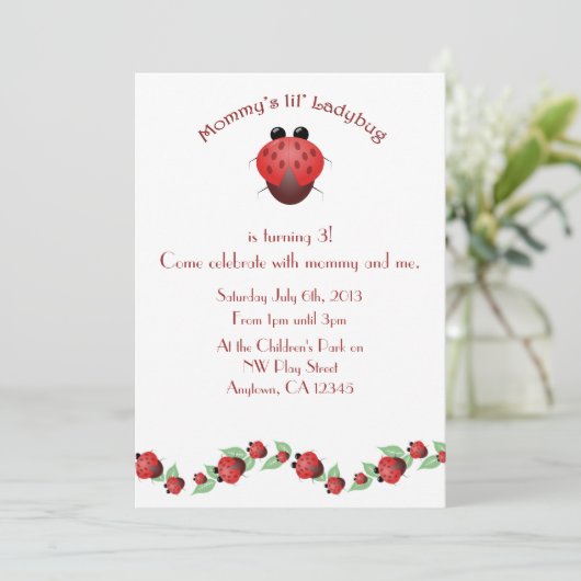 Little Ladybug Birthday Party Einladung (Stehend Vorderseite)
