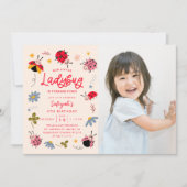 Little Ladybug Birthday Party Foto Einladung (Vorderseite)