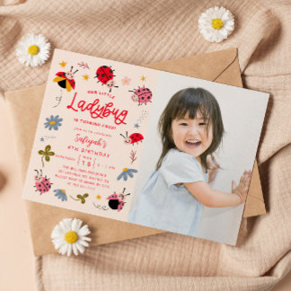 Little Ladybug Birthday Party Foto Einladung