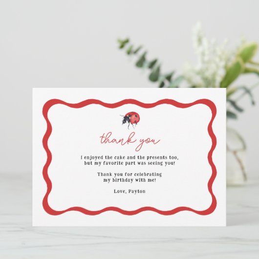 Little Ladybug Geburtstag Danke (Stehend Vorderseite)