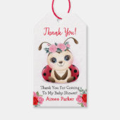 Little Ladybug Girl Babydusche Danke Geschenkanhänger (Vorderseite)