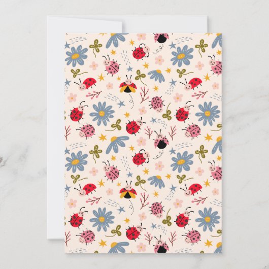 Little Ladybug Girl Babydusche Einladung (Rückseite)