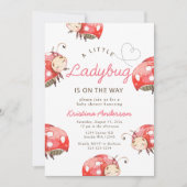 Little Ladybug Girl Babydusche Einladung (Vorderseite)
