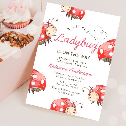Little Ladybug Girl Babydusche Einladung