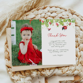 Little Ladybug Girl Birthday Party Foto Dankeskarte
