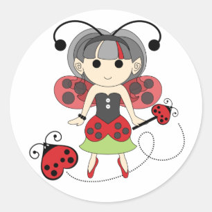 Little Ladybug Girl Fairy Bug Stickers