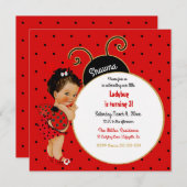 Little Ladybug Girl Red Black Dot Einladung (Vorne/Hinten)