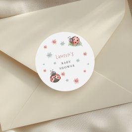 Little Ladybug Insect Girl Babydusche Runder Aufkleber