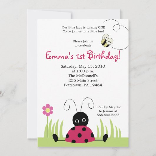 Little Ladybug Invite - Aktualisierter Link in Bes Einladung (Vorderseite)