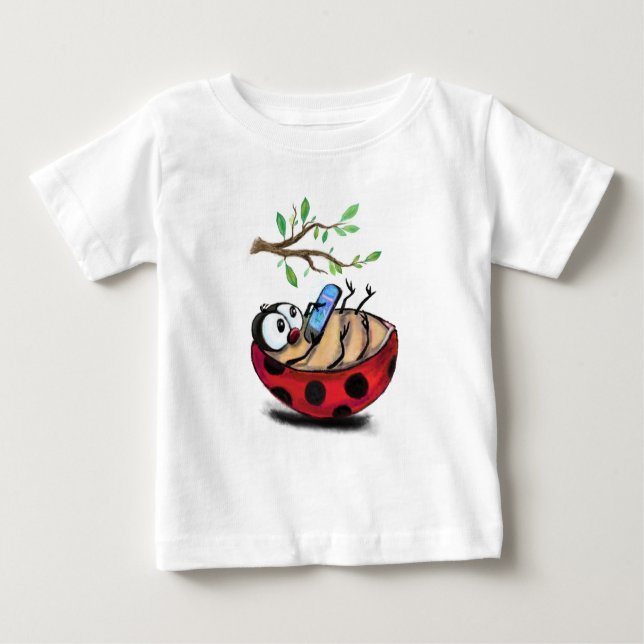 Little Ladybug mit Phone Baby T - Shirt Spring (Vorderseite)