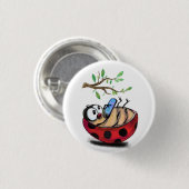 Little Ladybug mit Phones Funny Button (Vorne & Hinten)