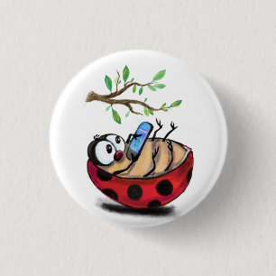 Little Ladybug mit Phones Funny Button