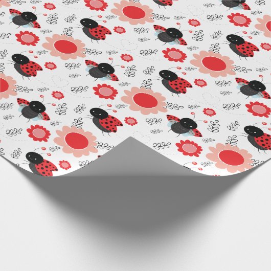 Little Ladybug Niedliches Muster Party Geschenkpapier (Ecke)