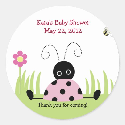 Little Ladybug (pink) Baby Shower Fevor Sticker (Vorderseite)