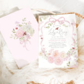 Little Ladybug Pink Bow Wildflower Baby Shower Einladung