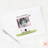 Little Ladybug (pink) Foto SQUARE Gefälligkeitsauf Quadratischer Aufkleber (Umschlag)