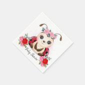 Little Ladybug Pink Red Floral Baby Dusche Napkins Serviette (Ecke)