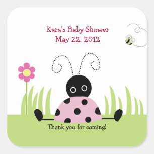 Little Ladybug (pink) SQUARE Gefälligkeitsaufklebe Quadratischer Aufkleber