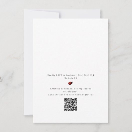 Little Ladybug QR Code Babydusche Einladung (Rückseite)