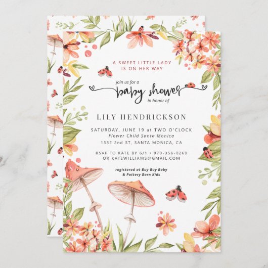 Little Ladybug | Spring Baby Shower Einladung (Vorne/Hinten)