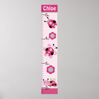 Little Ladybugs Girl Growth Chart Behielt auf 8x44 Poster