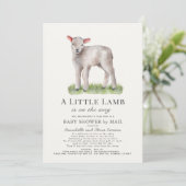 Little Lamb Baby Dusche by Mail Einladung (Stehend Vorderseite)